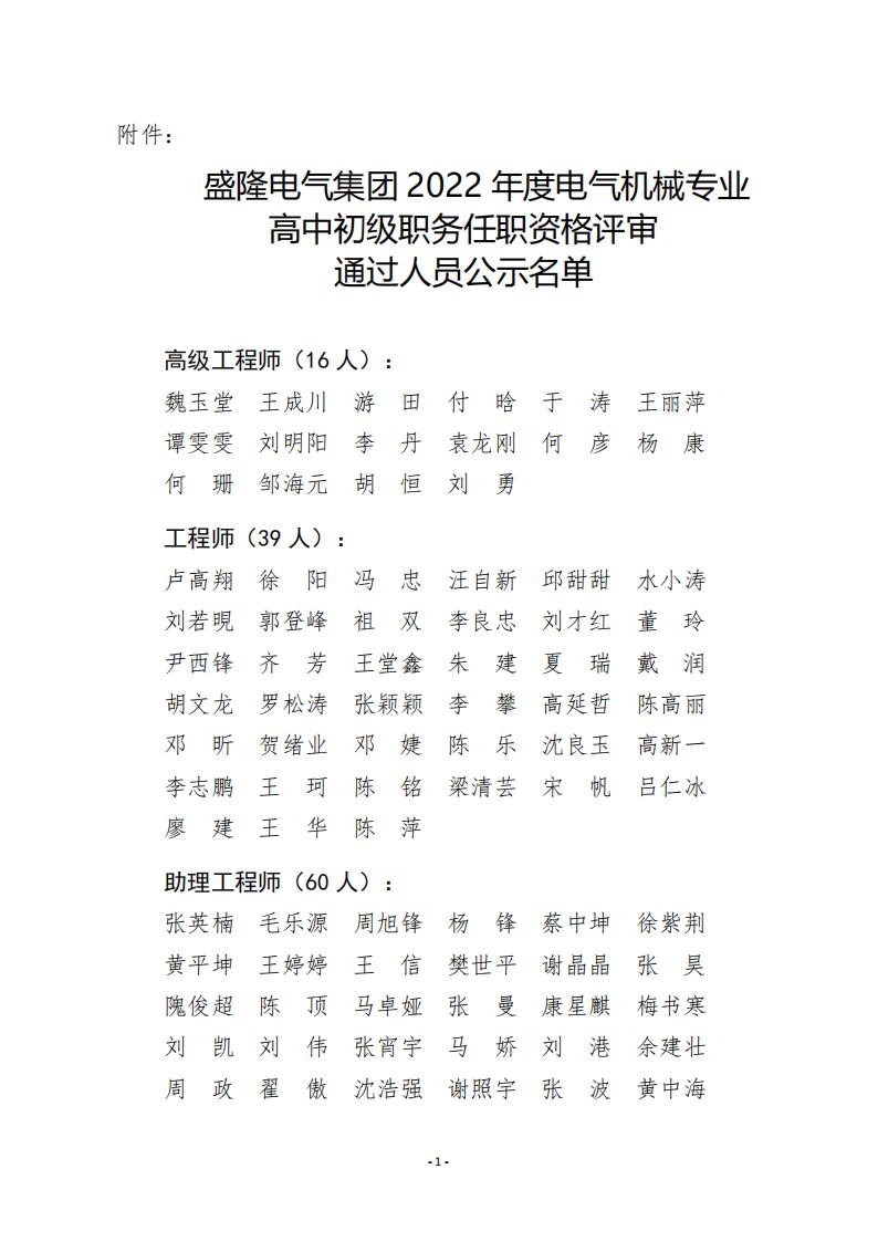 1673441673364911.jpg 附件:盛隆電氣集團(tuán) 2022 年度電氣機(jī)械專業(yè)高中初級(jí)職務(wù)任職資格評(píng)審?fù)ㄟ^人員公示名單_00.jpg